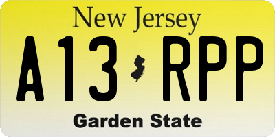 NJ license plate A13RPP