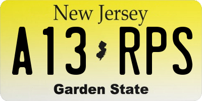 NJ license plate A13RPS
