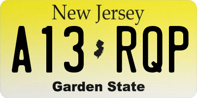 NJ license plate A13RQP