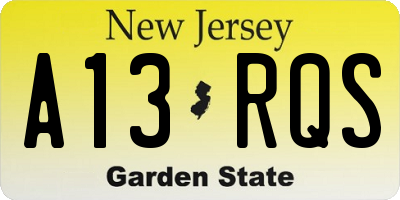 NJ license plate A13RQS