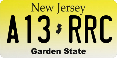 NJ license plate A13RRC