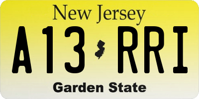 NJ license plate A13RRI