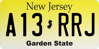 NJ license plate A13RRJ