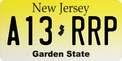 NJ license plate A13RRP