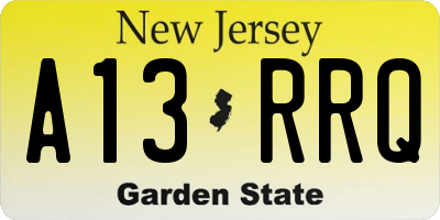 NJ license plate A13RRQ