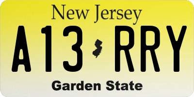 NJ license plate A13RRY