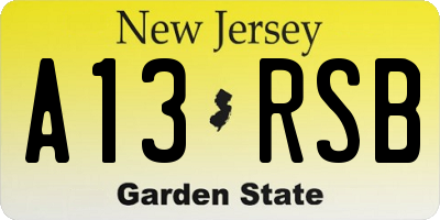 NJ license plate A13RSB