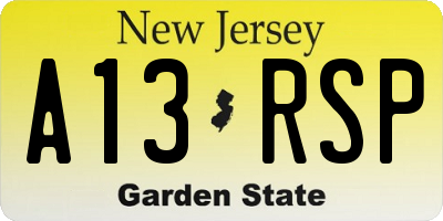NJ license plate A13RSP