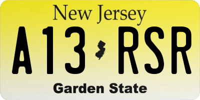 NJ license plate A13RSR