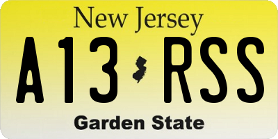 NJ license plate A13RSS