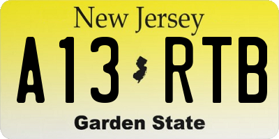 NJ license plate A13RTB