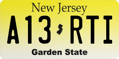 NJ license plate A13RTI
