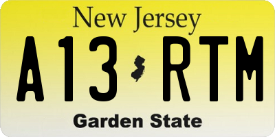 NJ license plate A13RTM