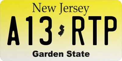 NJ license plate A13RTP