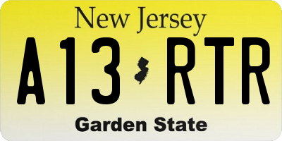 NJ license plate A13RTR