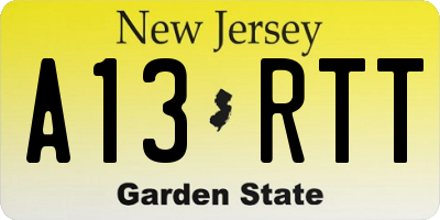 NJ license plate A13RTT