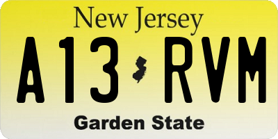 NJ license plate A13RVM