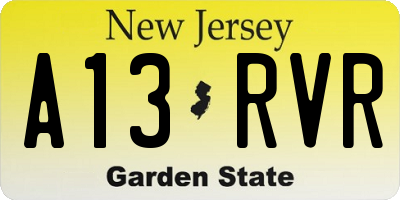 NJ license plate A13RVR