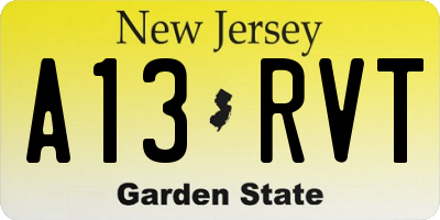 NJ license plate A13RVT