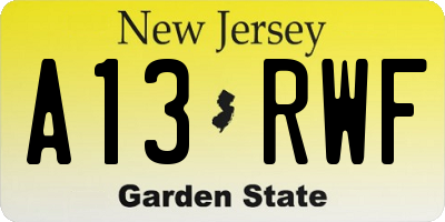 NJ license plate A13RWF