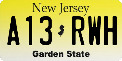 NJ license plate A13RWH