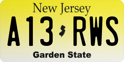 NJ license plate A13RWS