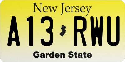 NJ license plate A13RWU