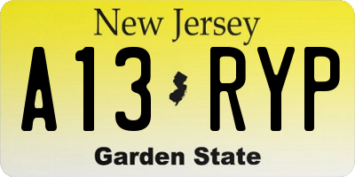 NJ license plate A13RYP