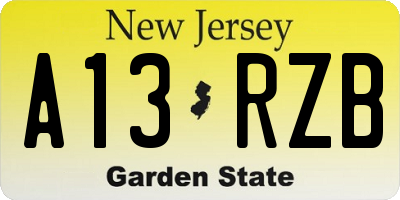 NJ license plate A13RZB