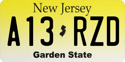 NJ license plate A13RZD