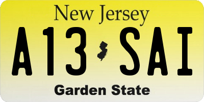 NJ license plate A13SAI