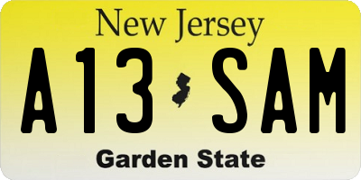 NJ license plate A13SAM