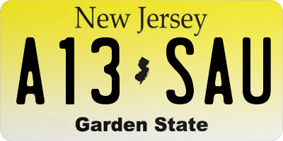 NJ license plate A13SAU