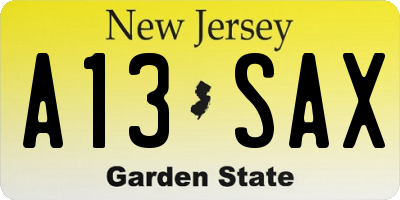NJ license plate A13SAX