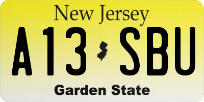 NJ license plate A13SBU