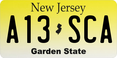 NJ license plate A13SCA