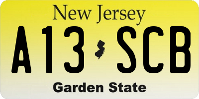 NJ license plate A13SCB
