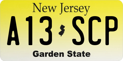 NJ license plate A13SCP