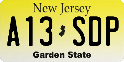 NJ license plate A13SDP
