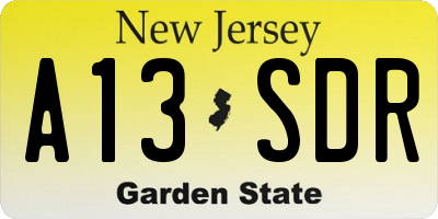 NJ license plate A13SDR