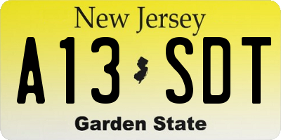 NJ license plate A13SDT