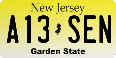 NJ license plate A13SEN