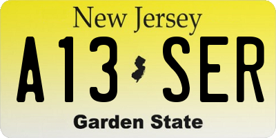 NJ license plate A13SER
