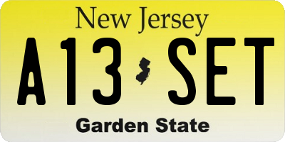 NJ license plate A13SET