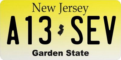 NJ license plate A13SEV