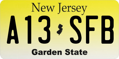 NJ license plate A13SFB
