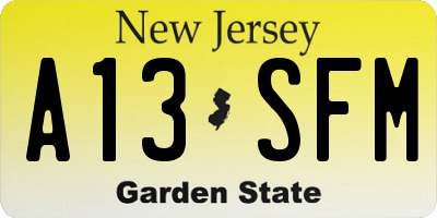 NJ license plate A13SFM