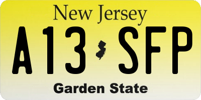 NJ license plate A13SFP