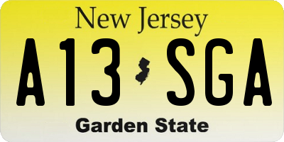 NJ license plate A13SGA