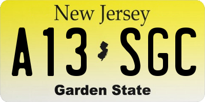 NJ license plate A13SGC